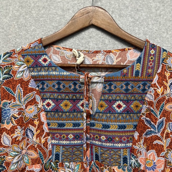 Savanna Jane Womens Tunic Top Size M Boho Floral Embroidered Babydoll Hippie - Picture 4 of 10